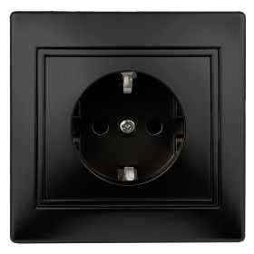 1-206-05 Intro Розетка 2P+E Schuko со шторками, 16А-250В, IP20, СУ, Plano, антрацит (10/200/2000) ‎/ Б0044571