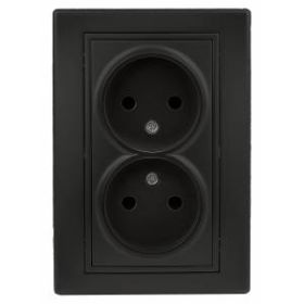 1-204-05 Intro Розетка 2х2P, 16А-250В, IP20, СУ, Plano, антрацит (10/100/1500) ‎/ Б0044569