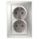 1-205-03 Intro Розетка 2X2P+E Schuko, 16А-250В, IP20, СУ, Plano, алюминий (10/100/1200) ‎/ Б0030070