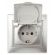 1-203-03 Intro Розетка 2P+E Schuko с крышкой, 16А-250В, IP20, СУ, Plano, алюминий (10/100/1500) ‎